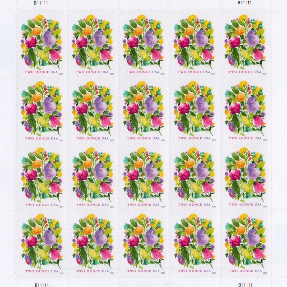 Wedding Celebration Blooms Sheet of 20 2 oz Forever stamps  #205438665088